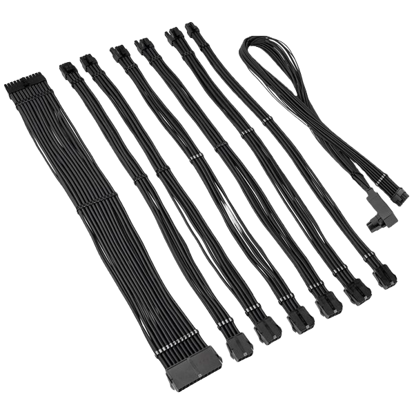 Kolink Core Pro Braided Cable Extension Kit 12V-2x6 Type 1 - Jet Black/Gunmetal